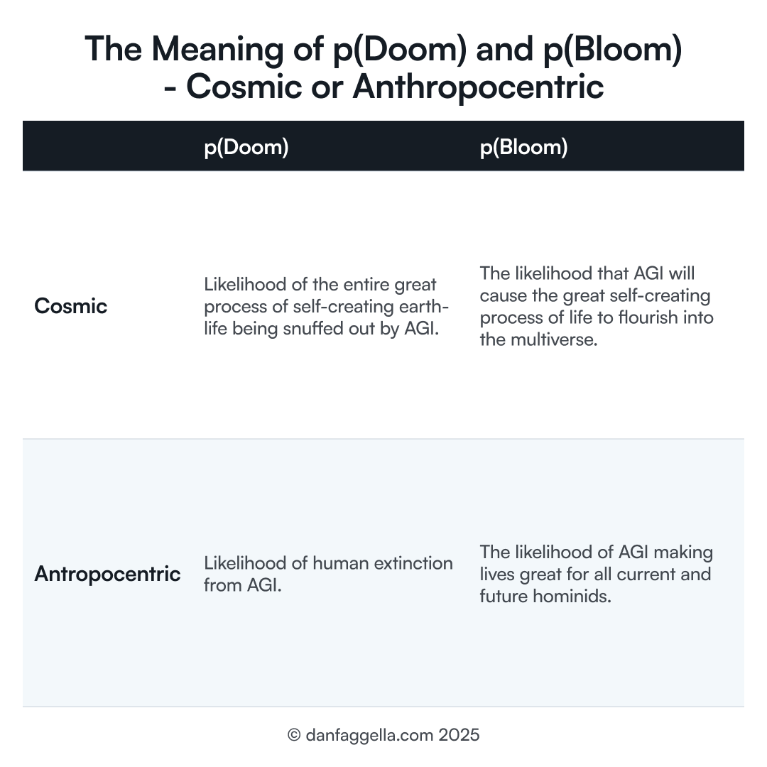 The Meaning of p(Doom) and p(Bloom) - Cosmic or Anthropocentric