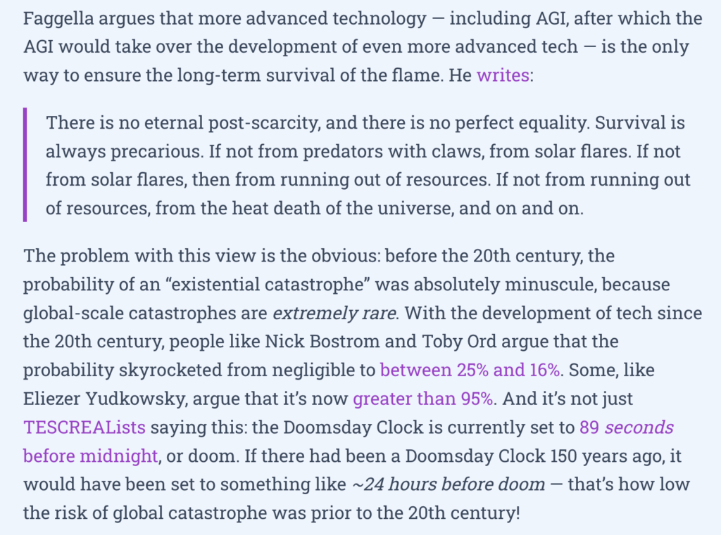 Screenshot of critique text (Torres), quoting Faggella: