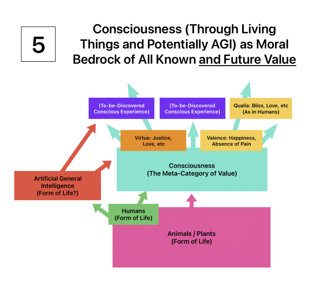 5 — Consciousness (Through Living Things and Potentially AGI) as Moral Bedrock of All Known and Future Value