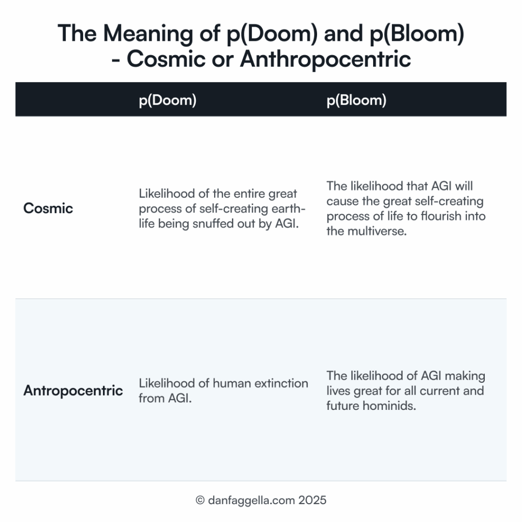 The Meaning of p(Doom) and p(Bloom) - Cosmic or Anthropocentric