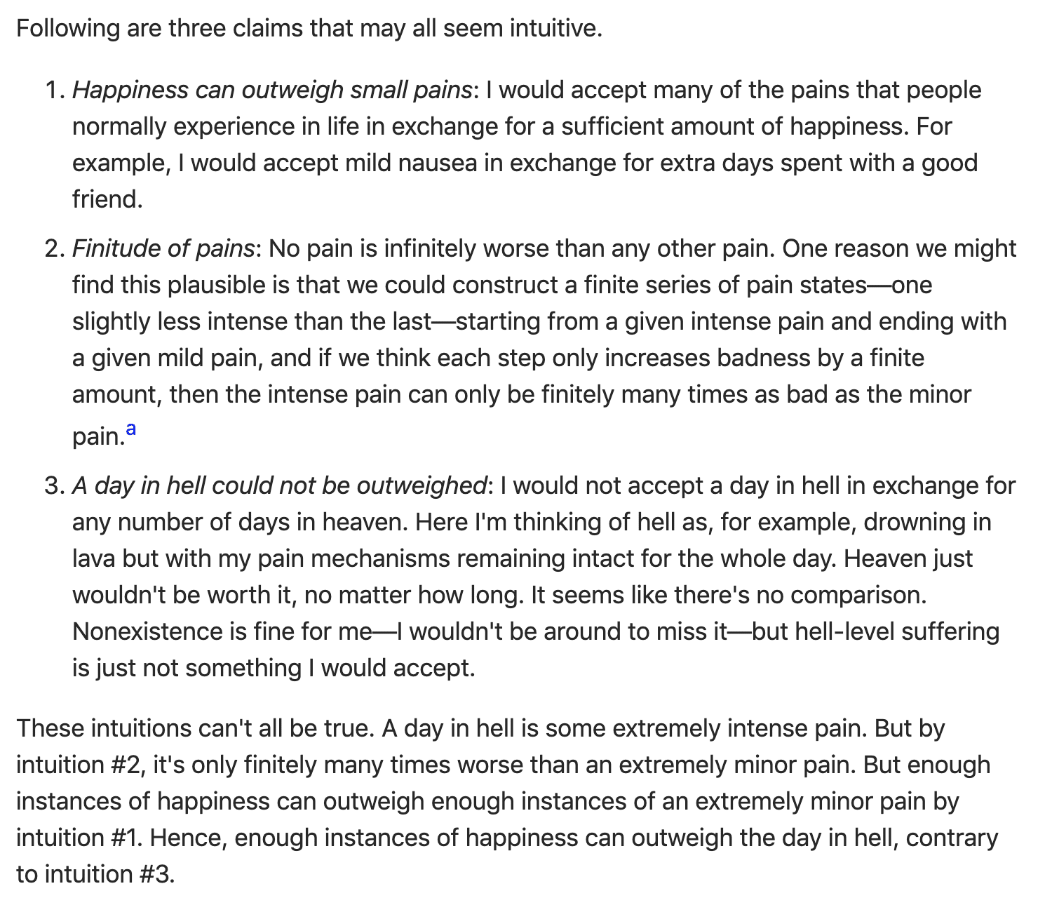 Following are three claims that may all seem intuitive.