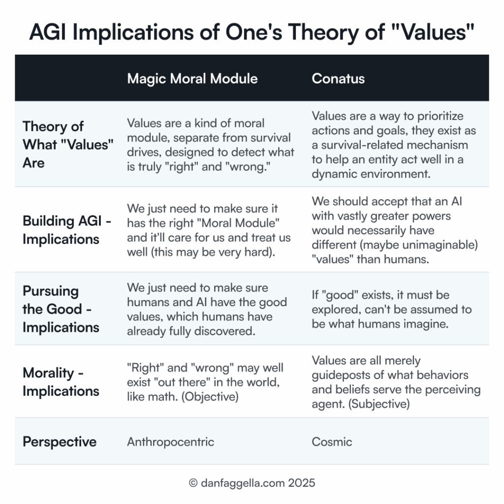 AGI Implications of One's Theory of "Values"